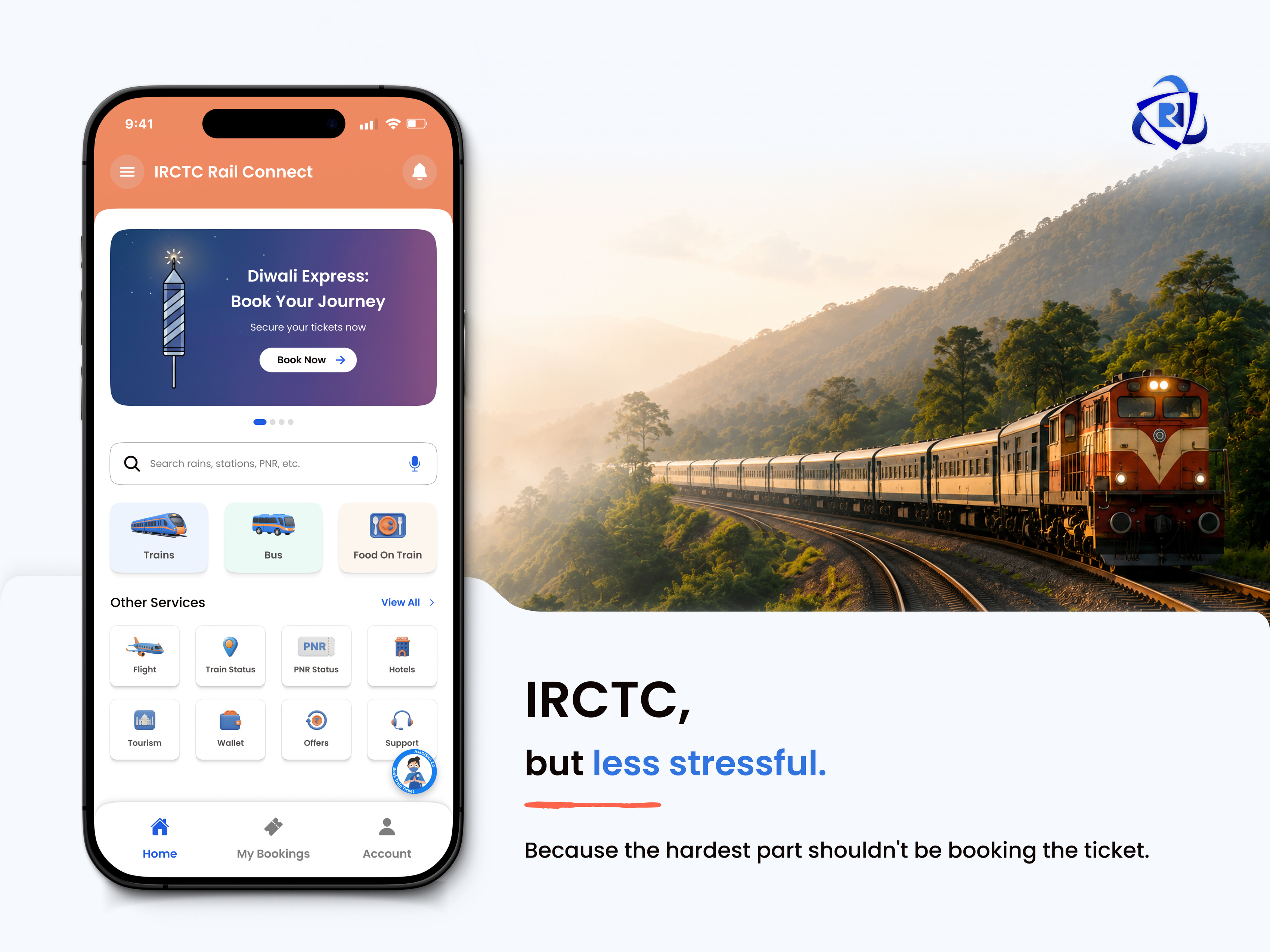 IRCTC Rail Connect redesigned home screen